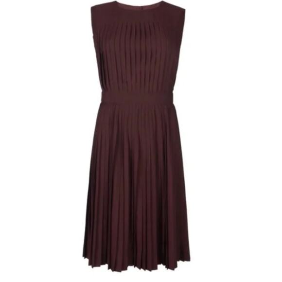 All Saints Pleated Raegan Sleeveless Dress in Oxblood Dark Red 4 - Picture 1 of 7